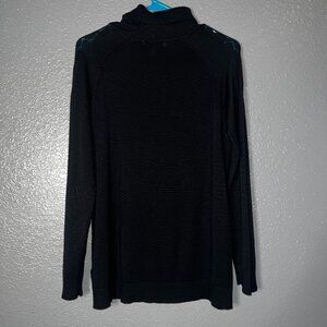 Carolyn Taylor Womens Medium Black Turtleneck Sweater Teal Shoulder